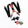 Suspenders and two bow ties set - Black